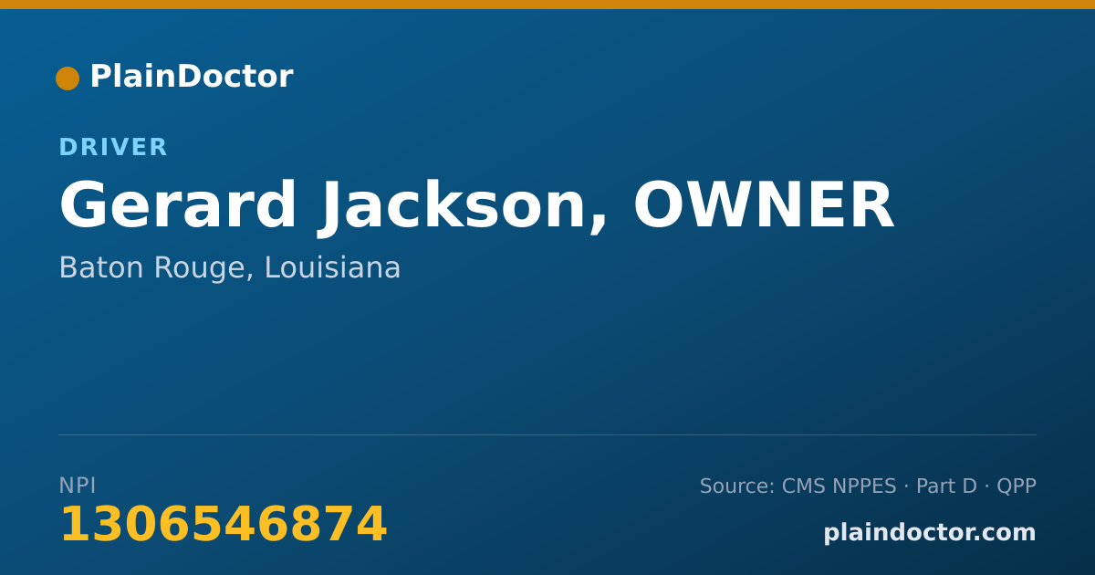 Shareable card for Gerard Jackson, OWNER - Driver, Baton Rouge, LA