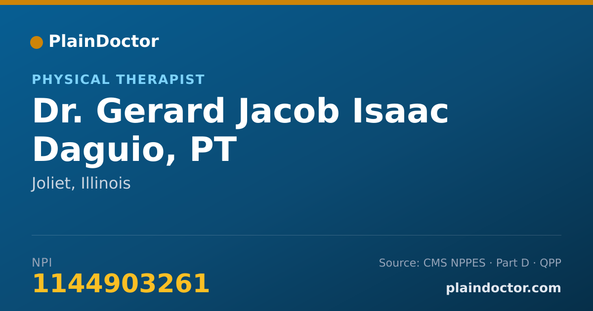 Shareable card for Gerard Jacob Isaac Daguio, PT - Physical Therapist, Joliet, IL