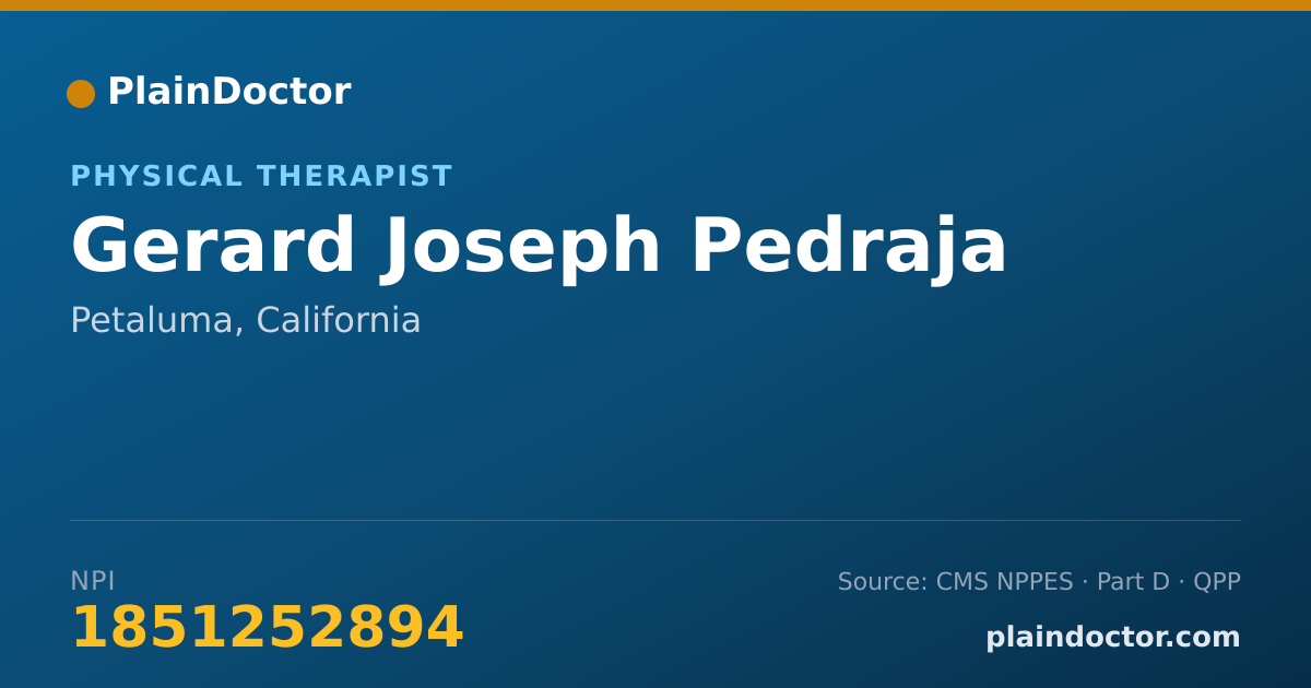 Shareable card for Gerard Joseph Pedraja - Physical Therapist, Petaluma, CA