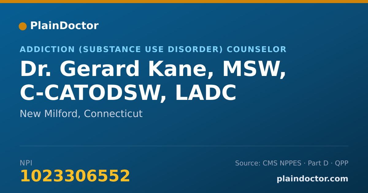 Shareable card for Gerard Kane, MSW, C-CATODSW, LADC - Addiction (Substance Use Disorder) Counselor, New Milford, CT