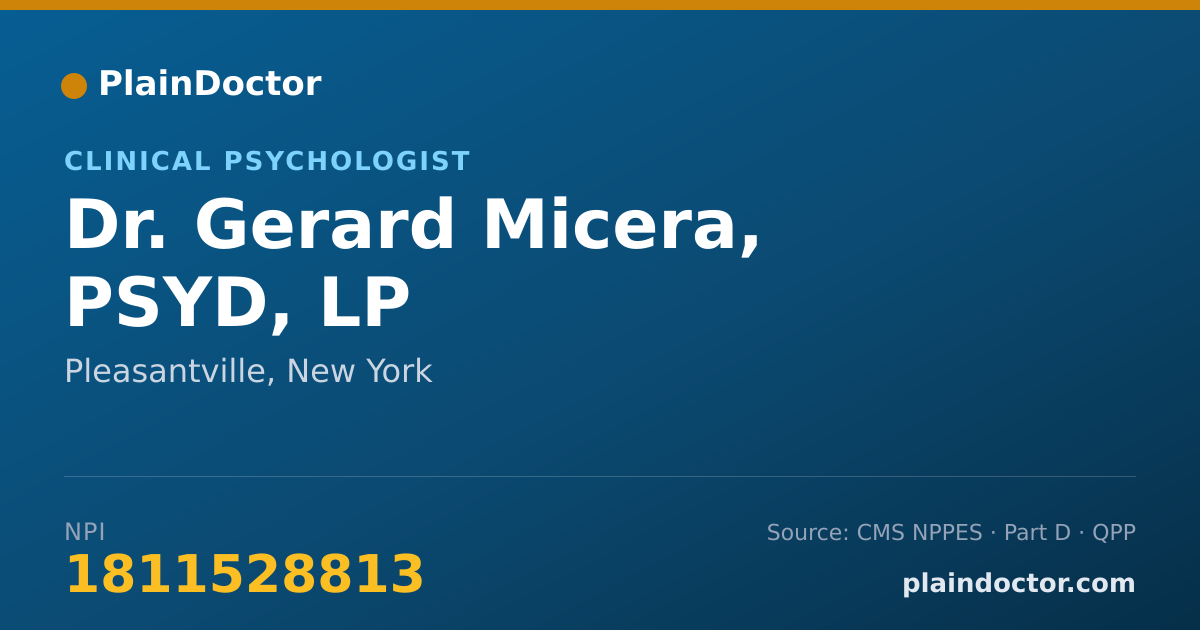 Shareable card for Gerard Micera, PSYD, LP - Clinical Psychologist, Pleasantville, NY