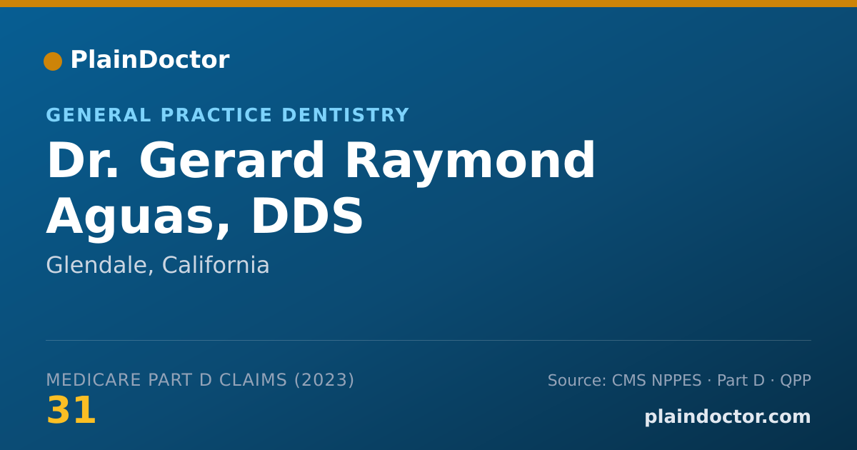 Shareable card for Gerard Raymond Aguas, DDS - General Practice Dentistry, Glendale, CA