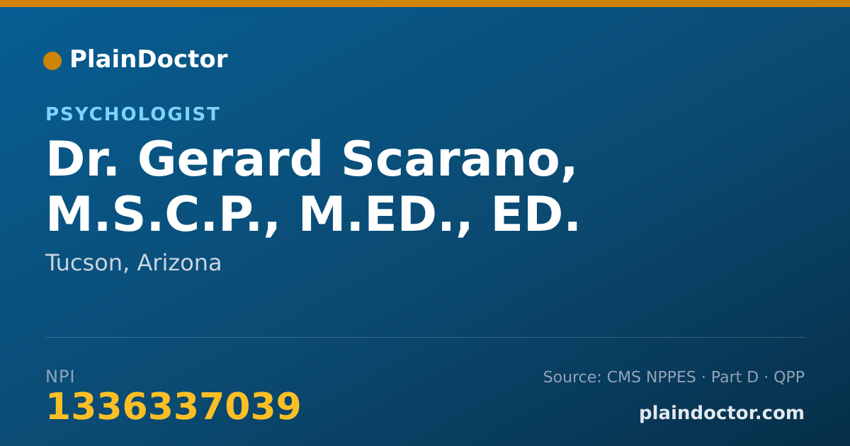 Shareable card for Gerard Scarano, M.S.C.P., M.ED., ED. - Psychologist, Tucson, AZ