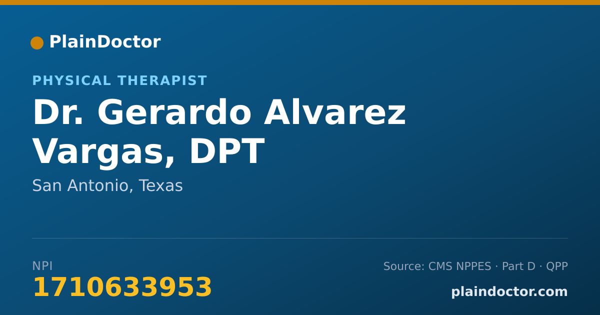 Shareable card for Gerardo Alvarez Vargas, DPT - Physical Therapist, San Antonio, TX
