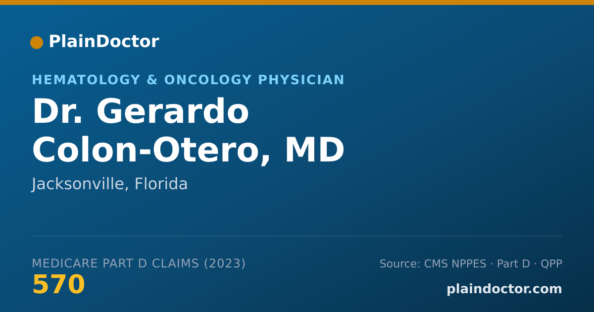 Shareable card for Gerardo Colon-Otero, MD - Hematology & Oncology Physician, Jacksonville, FL