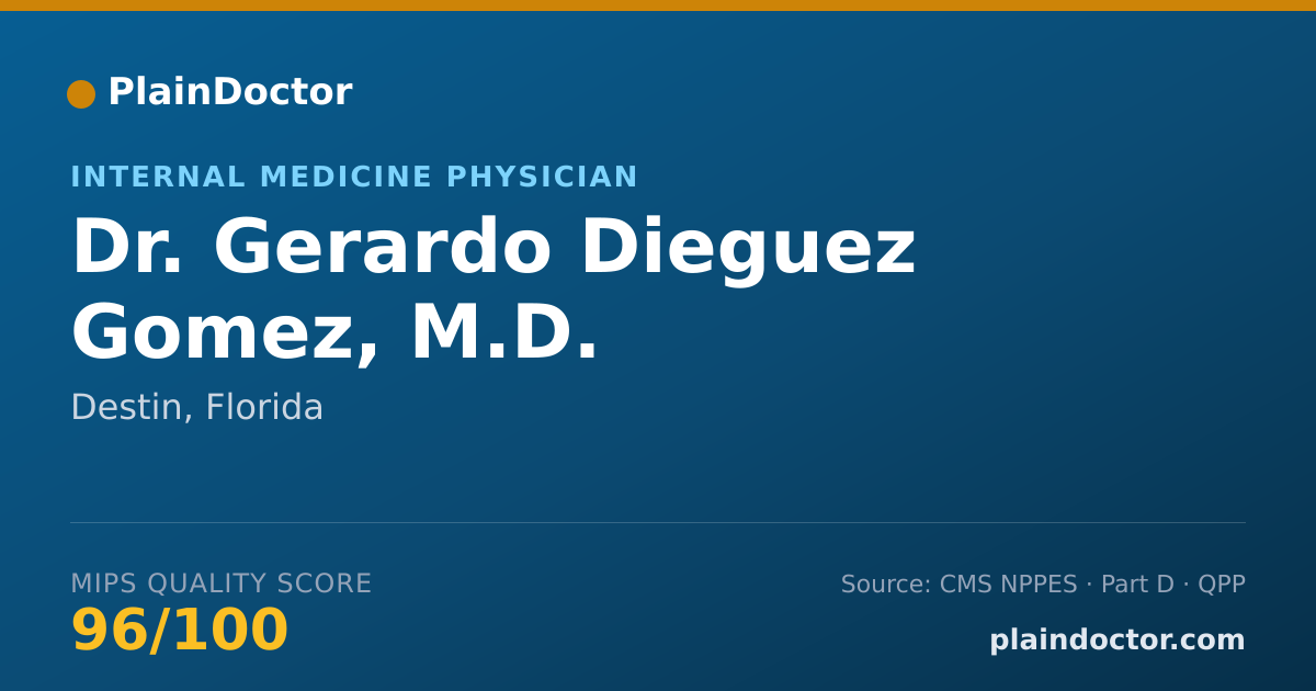 Shareable card for Gerardo Dieguez Gomez, M.D. - Internal Medicine Physician, Destin, FL