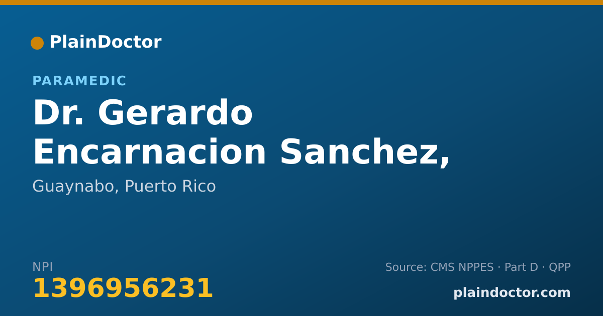 Shareable card for Gerardo Encarnacion Sanchez, 1401P - Paramedic, Guaynabo, PR