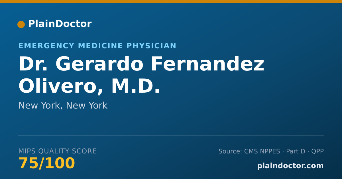Shareable card for Gerardo Fernandez Olivero, M.D. - Emergency Medicine Physician, New York, NY