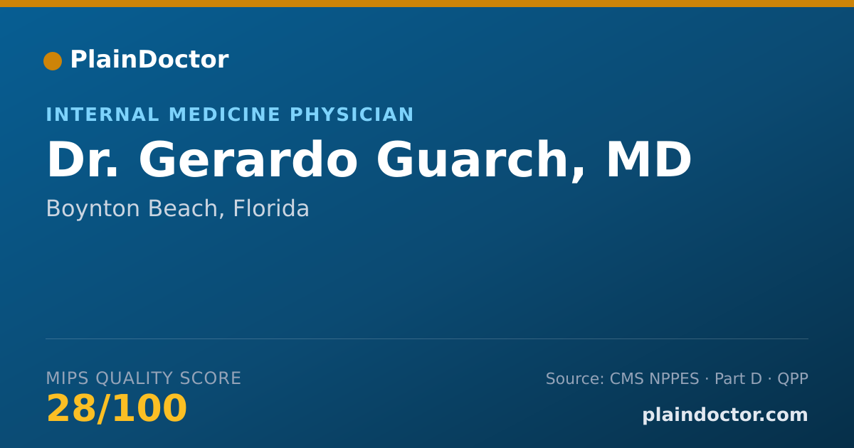 Shareable card for Gerardo Guarch, MD - Internal Medicine Physician, Boynton Beach, FL