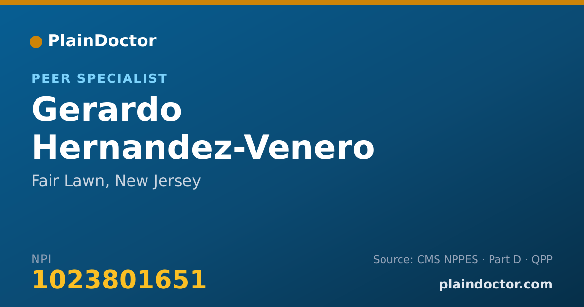 Shareable card for Gerardo Hernandez-Venero - Peer Specialist, Fair Lawn, NJ