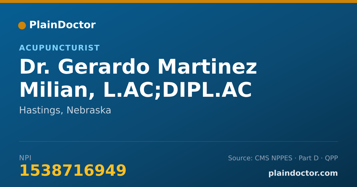 Shareable card for Gerardo Martinez Milian, L.AC;DIPL.AC - Acupuncturist, Hastings, NE