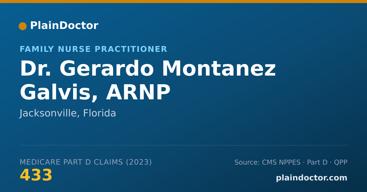 Shareable card for Gerardo Montanez Galvis, ARNP - Family Nurse Practitioner, Jacksonville, FL