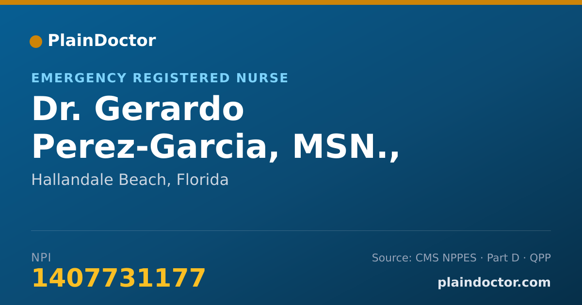 Shareable card for Gerardo Perez-Garcia, MSN., RN., FNP-BC - Emergency Registered Nurse, Hallandale Beach, FL