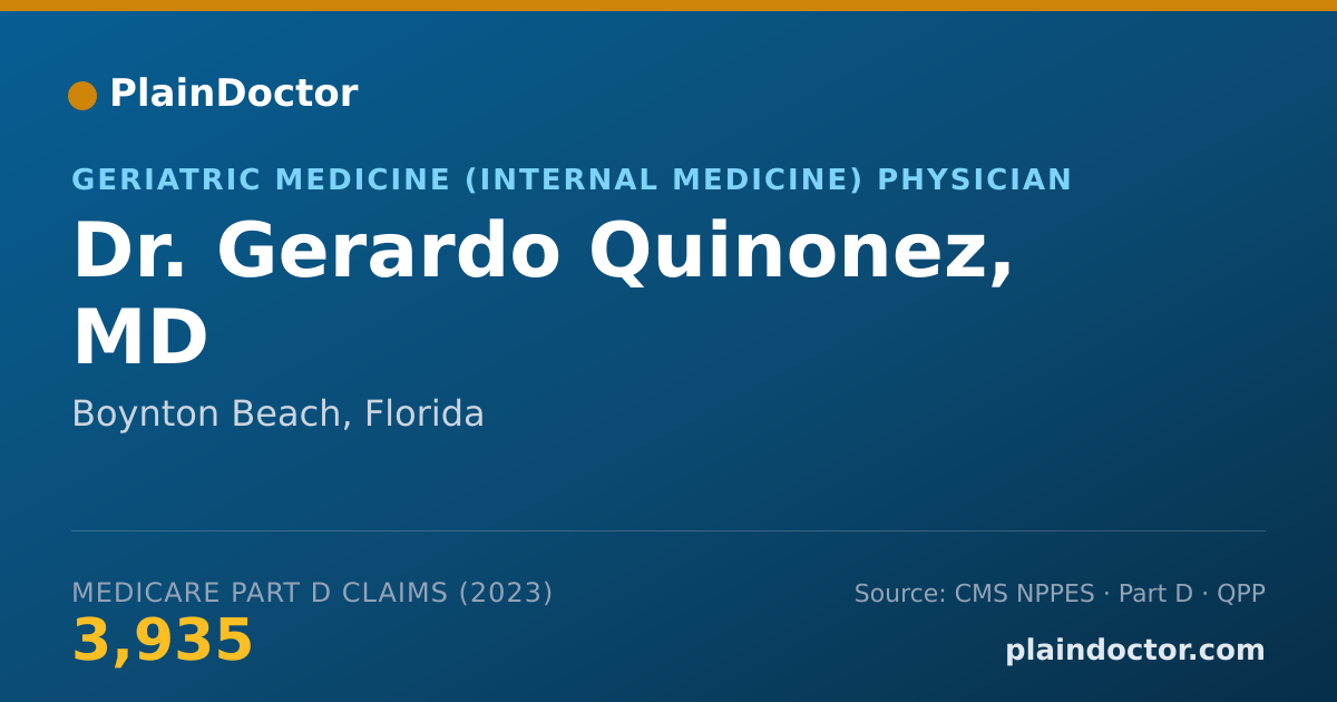 Shareable card for Gerardo Quinonez, MD - Geriatric Medicine (Internal Medicine) Physician, Boynton Beach, FL