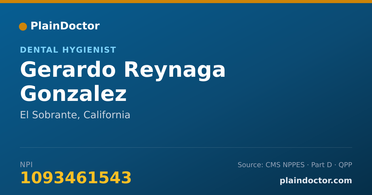 Shareable card for Gerardo Reynaga Gonzalez - Dental Hygienist, El Sobrante, CA