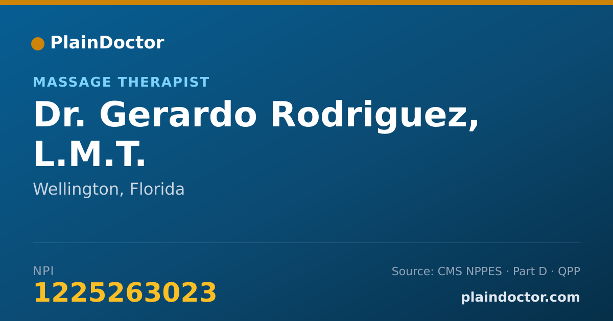 Shareable card for Gerardo Rodriguez, L.M.T. - Massage Therapist, Wellington, FL