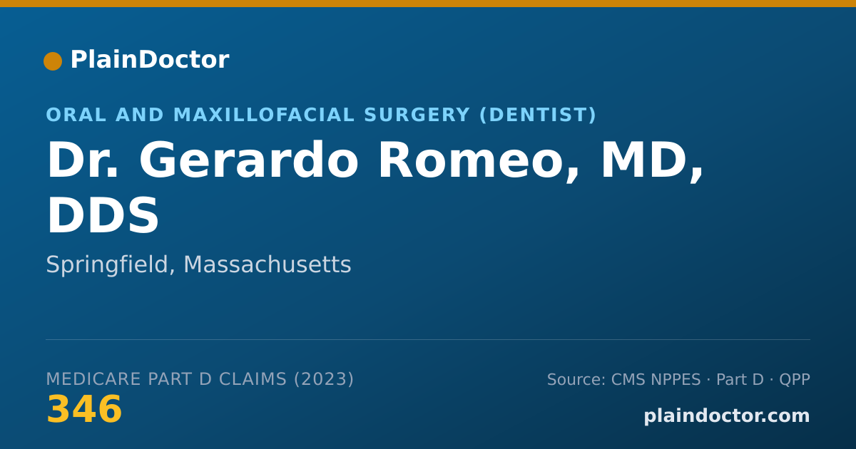 Shareable card for Gerardo Romeo, MD, DDS - Oral and Maxillofacial Surgery (Dentist), Springfield, MA