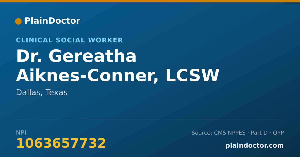 Shareable card for Gereatha Aiknes-Conner, LCSW - Clinical Social Worker, Dallas, TX