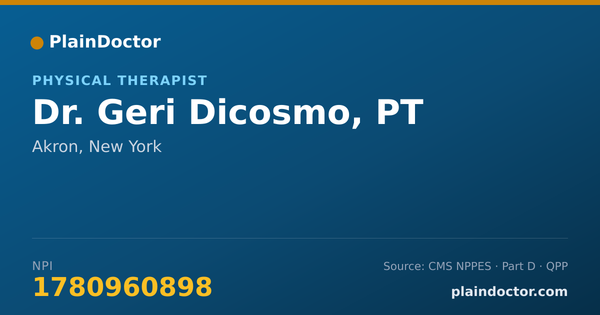 Shareable card for Geri Dicosmo, PT - Physical Therapist, Akron, NY