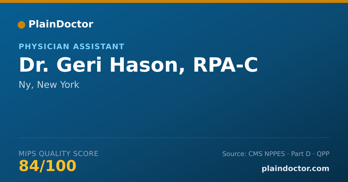 Shareable card for Geri Hason, RPA-C - Physician Assistant, Ny, NY
