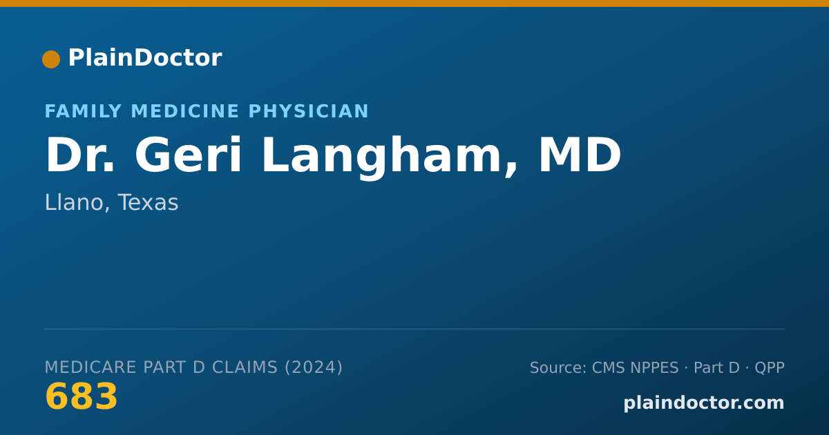 Shareable card for Geri Langham, MD - Family Medicine Physician, Llano, TX