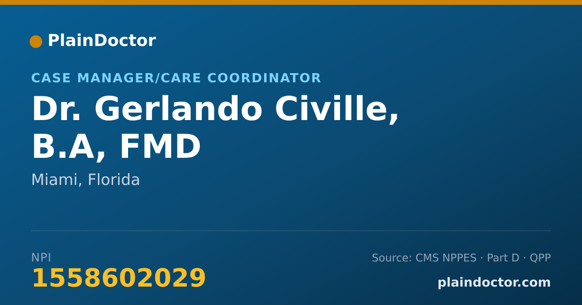 Shareable card for Gerlando Civille, B.A, FMD - Case Manager/Care Coordinator, Miami, FL