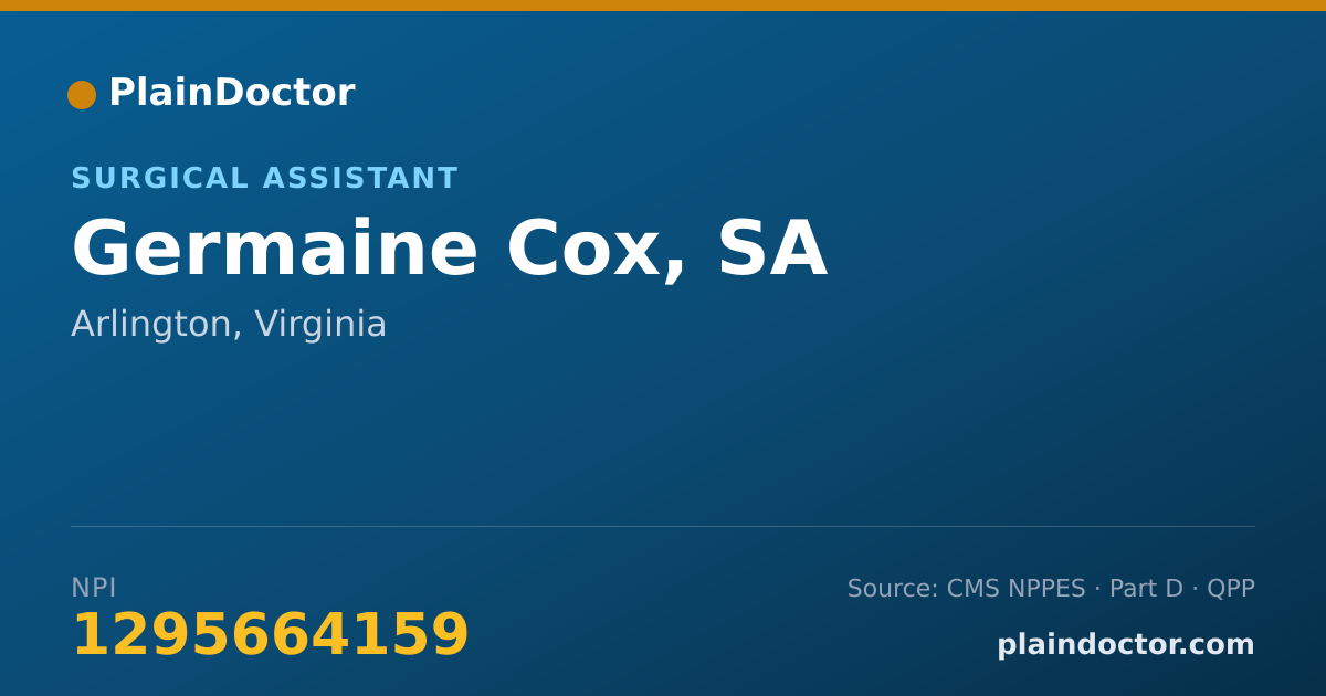 Shareable card for Germaine Cox, SA - Surgical Assistant, Arlington, VA