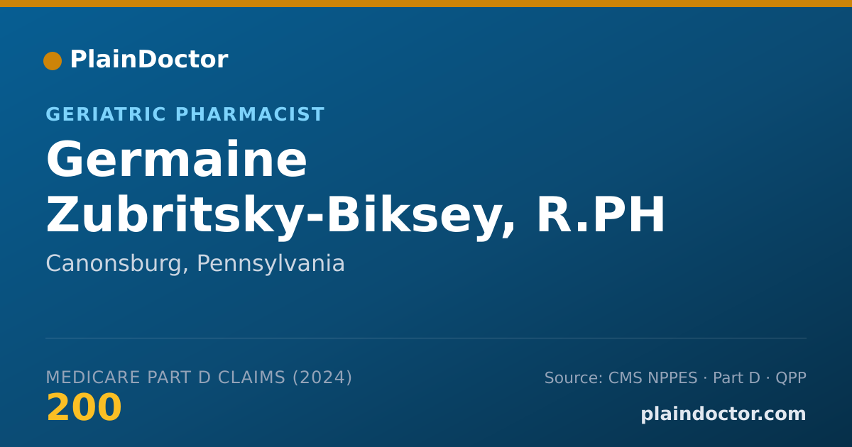 Shareable card for Germaine Zubritsky-Biksey, R.PH - Geriatric Pharmacist, Canonsburg, PA