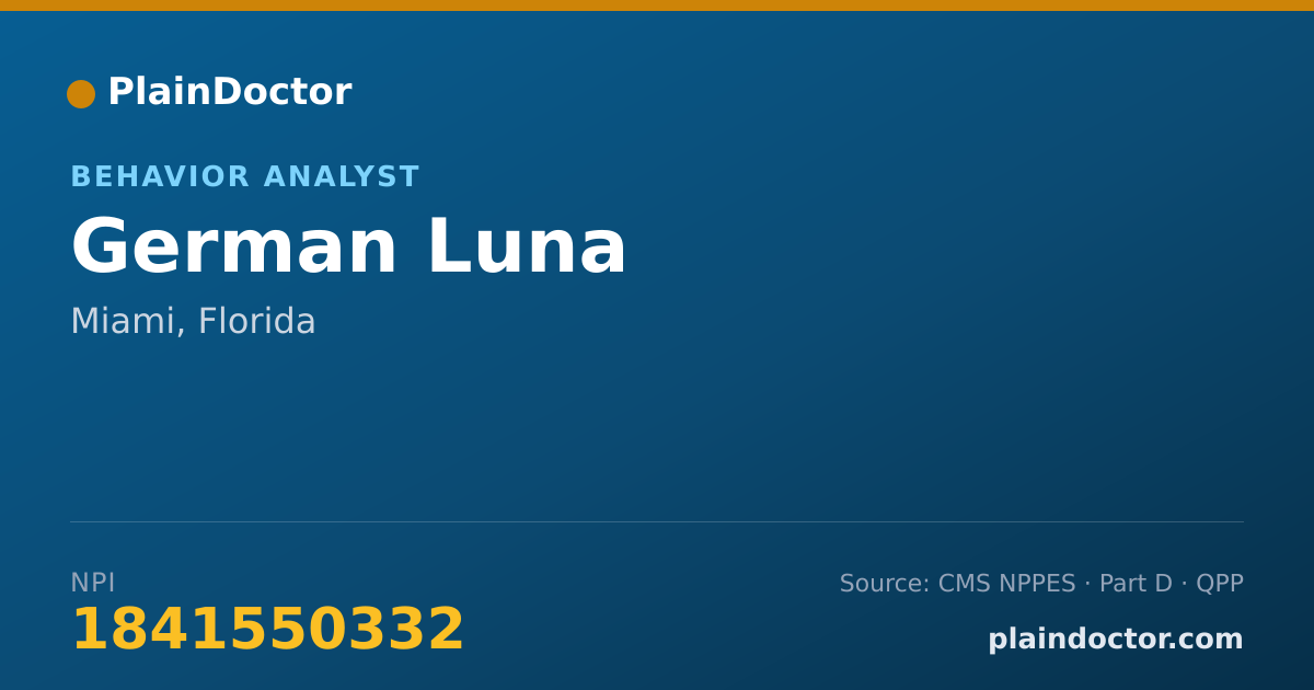 Shareable card for German Luna - Behavior Analyst, Miami, FL