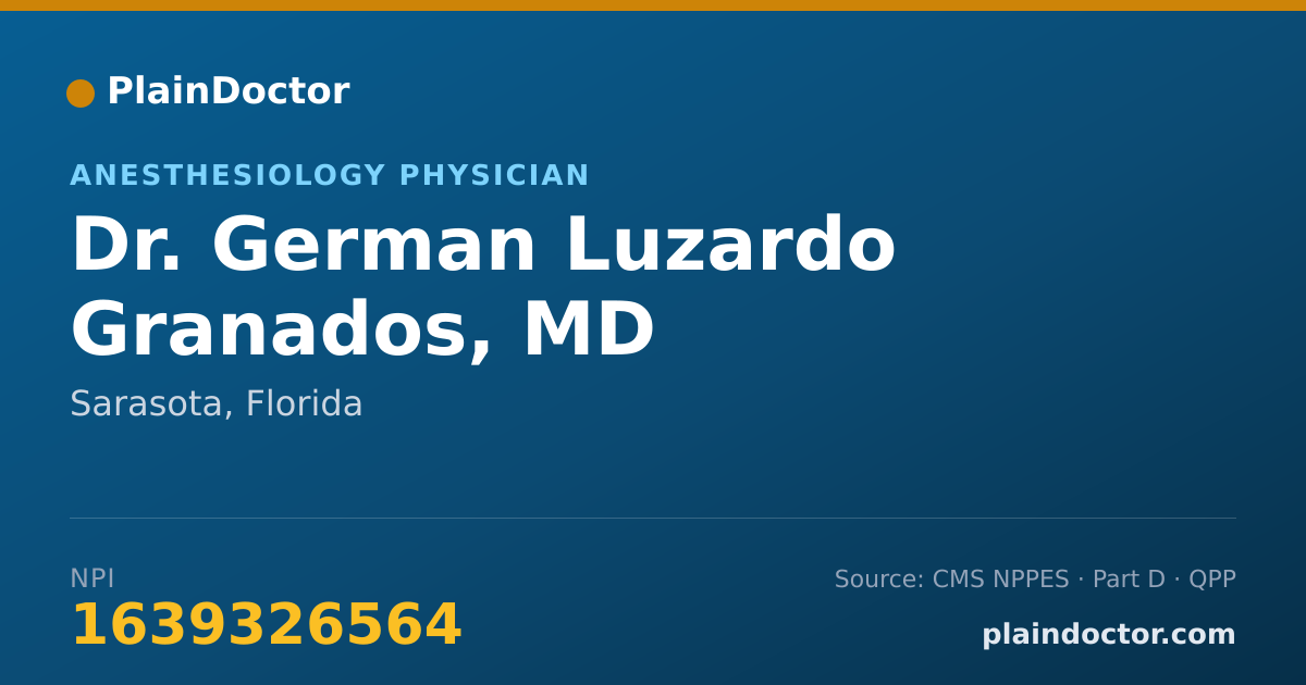 Shareable card for German Luzardo Granados, MD - Anesthesiology Physician, Sarasota, FL