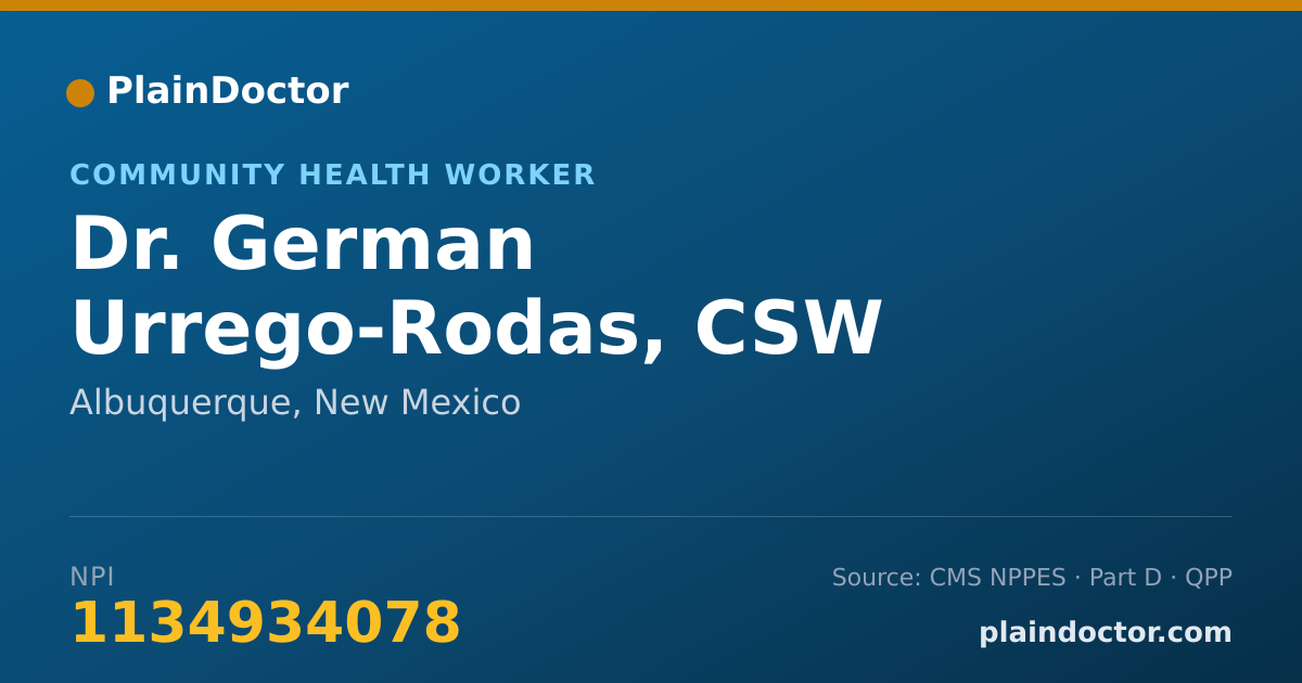 Shareable card for German Urrego-Rodas, CSW - Community Health Worker, Albuquerque, NM