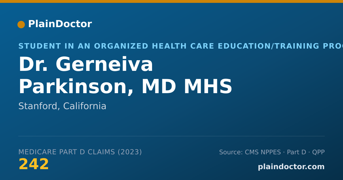 Shareable card for Gerneiva Parkinson, MD MHS - Student in an Organized Health Care Education/Training Program, Stanford, CA