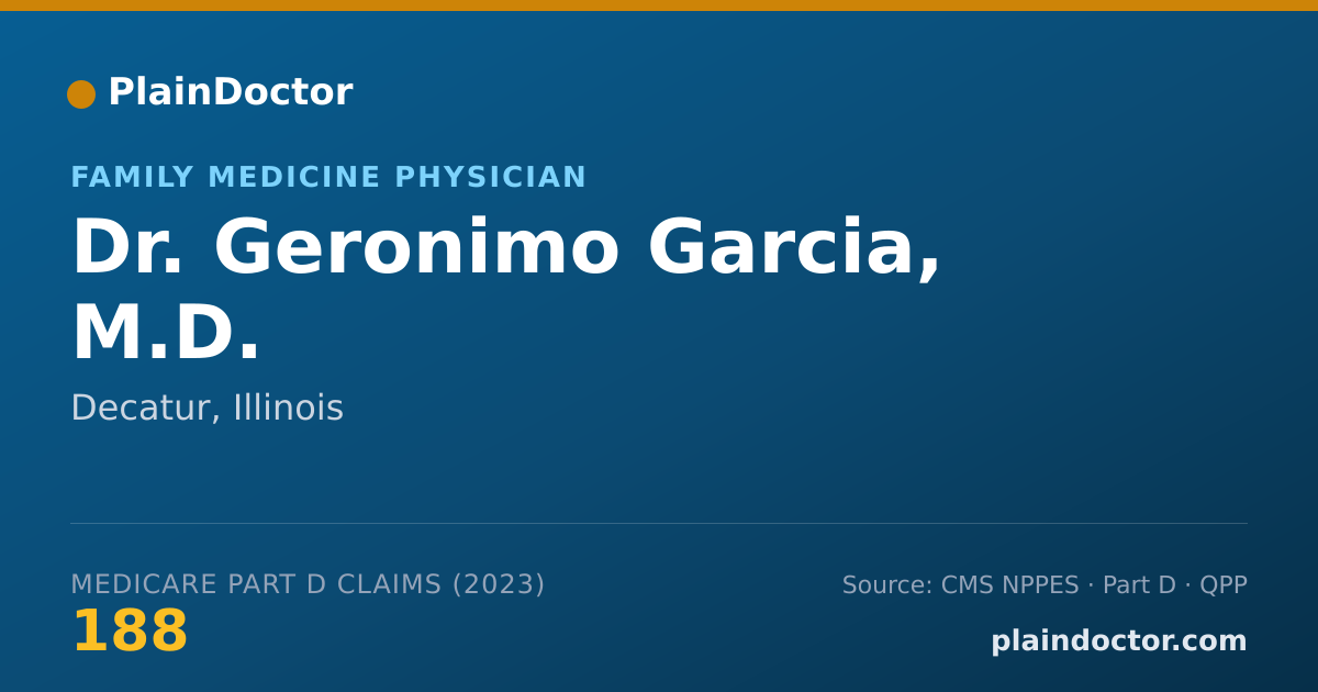 Shareable card for Geronimo Garcia, M.D. - Family Medicine Physician, Decatur, IL