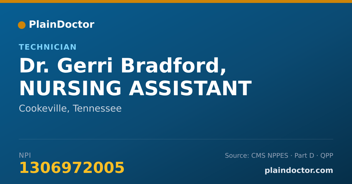 Shareable card for Gerri Bradford, NURSING ASSISTANT - Technician, Cookeville, TN