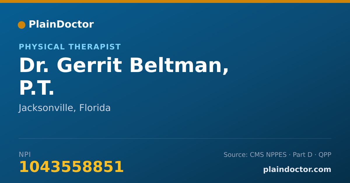 Shareable card for Gerrit Beltman, P.T. - Physical Therapist, Jacksonville, FL