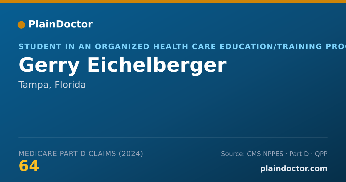 Shareable card for Gerry Eichelberger - Student in an Organized Health Care Education/Training Program, Tampa, FL