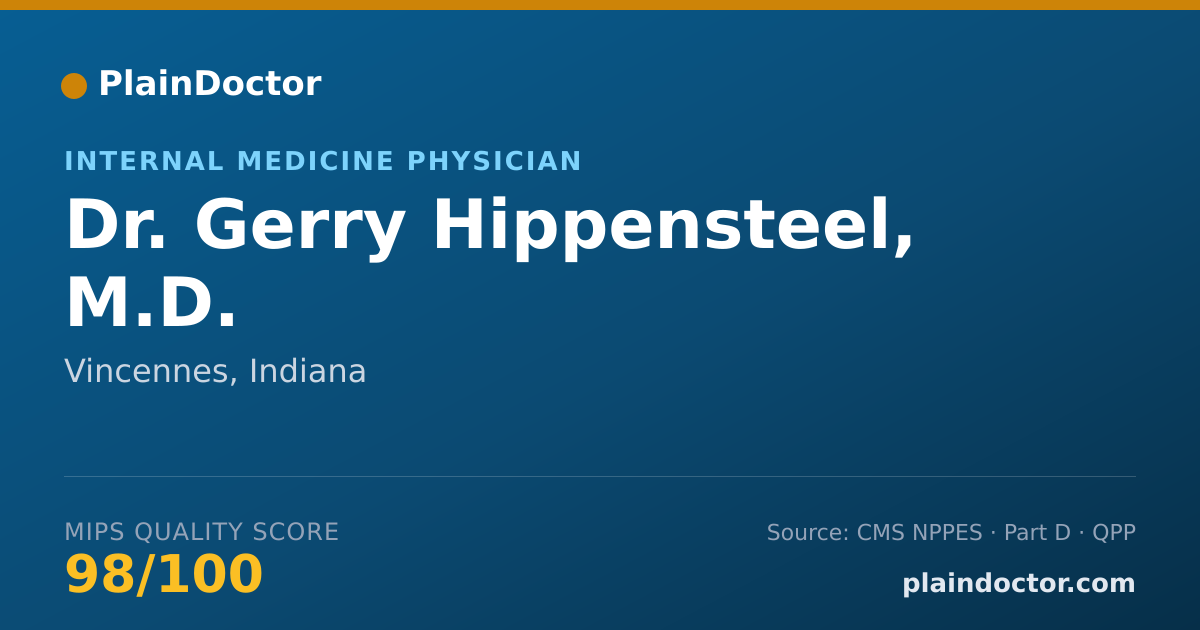 Shareable card for Gerry Hippensteel, M.D. - Internal Medicine Physician, Vincennes, IN