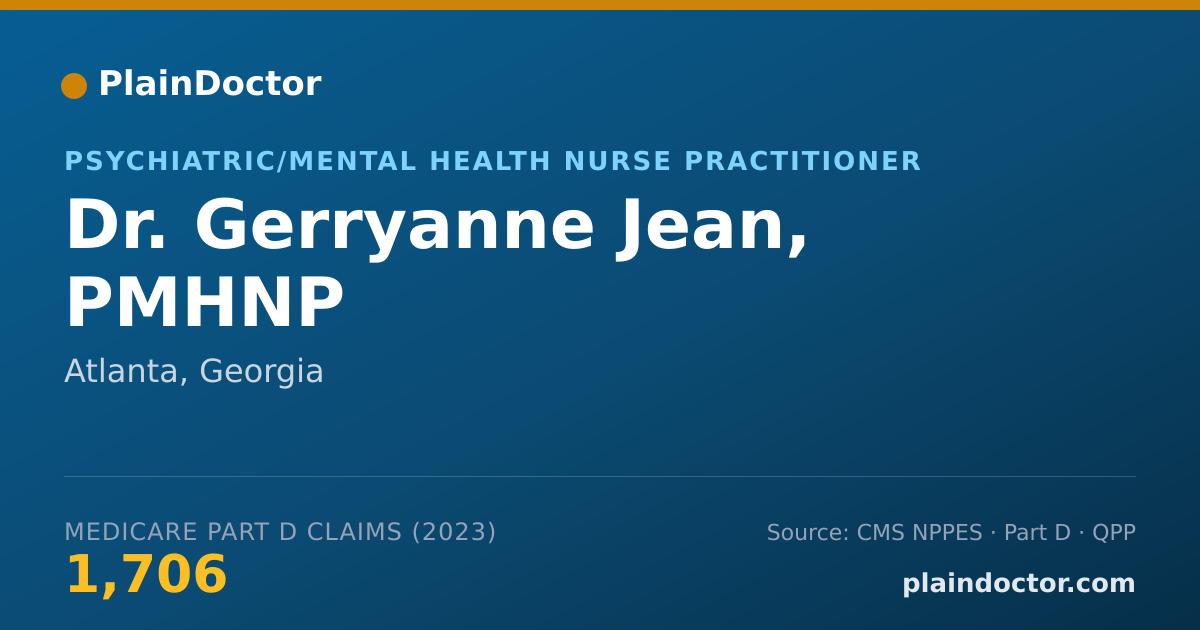 Shareable card for Gerryanne Jean, PMHNP - Psychiatric/Mental Health Nurse Practitioner, Atlanta, GA