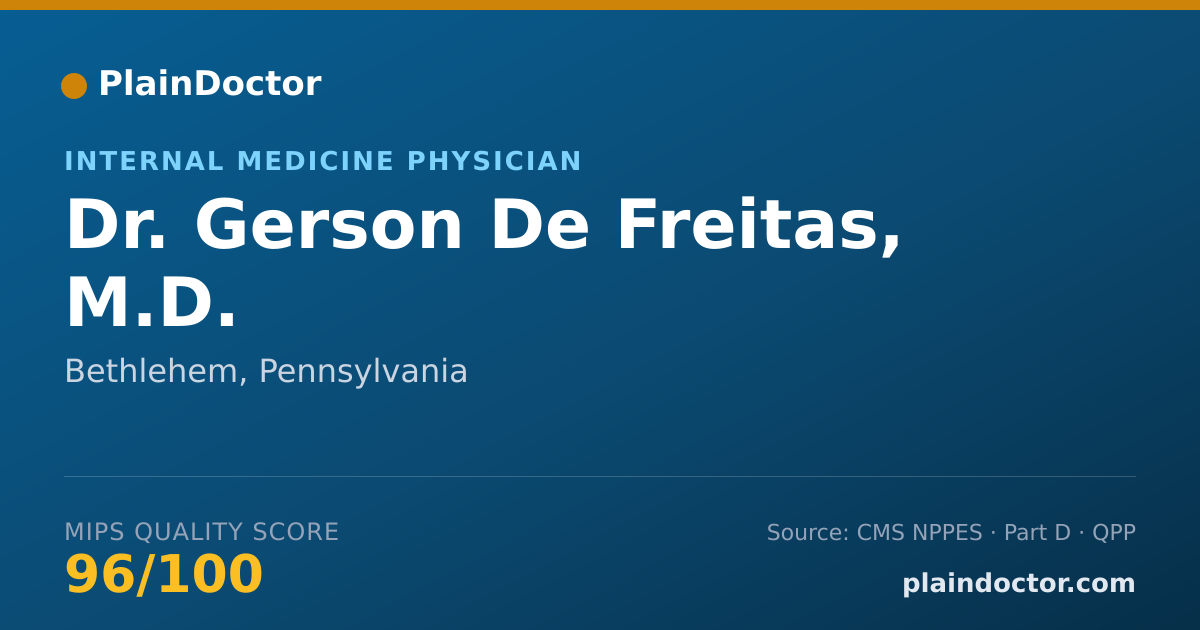 Shareable card for Gerson De Freitas, M.D. - Internal Medicine Physician, Bethlehem, PA