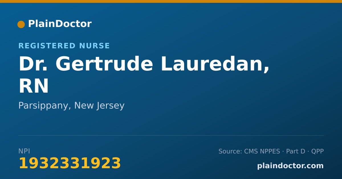 Shareable card for Gertrude Lauredan, RN - Registered Nurse, Parsippany, NJ
