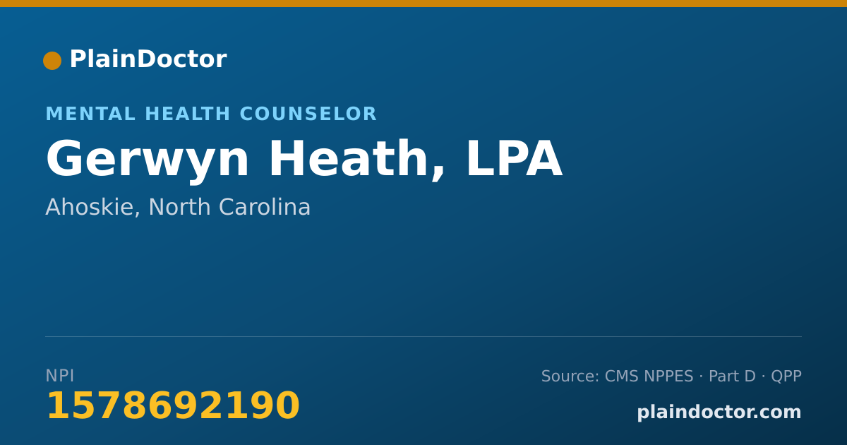 Shareable card for Gerwyn Heath, LPA - Mental Health Counselor, Ahoskie, NC