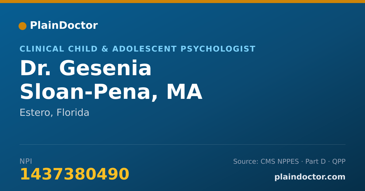 Shareable card for Gesenia Sloan-Pena, MA - Clinical Child & Adolescent Psychologist, Estero, FL