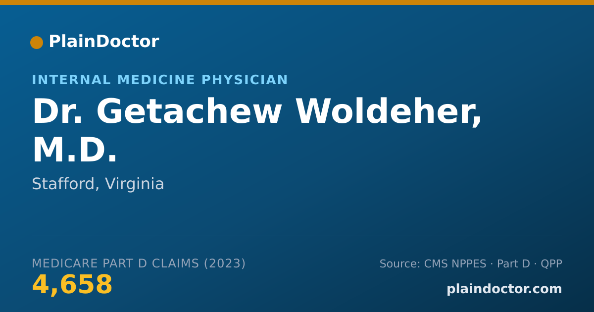Shareable card for Getachew Woldeher, M.D. - Internal Medicine Physician, Stafford, VA