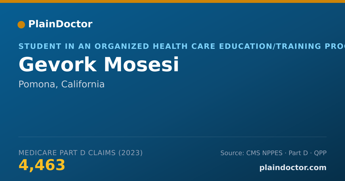 Shareable card for Gevork Mosesi - Student in an Organized Health Care Education/Training Program, Pomona, CA