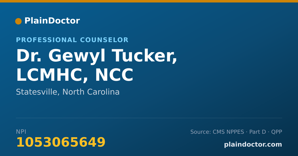 Shareable card for Gewyl Tucker, LCMHC, NCC - Professional Counselor, Statesville, NC