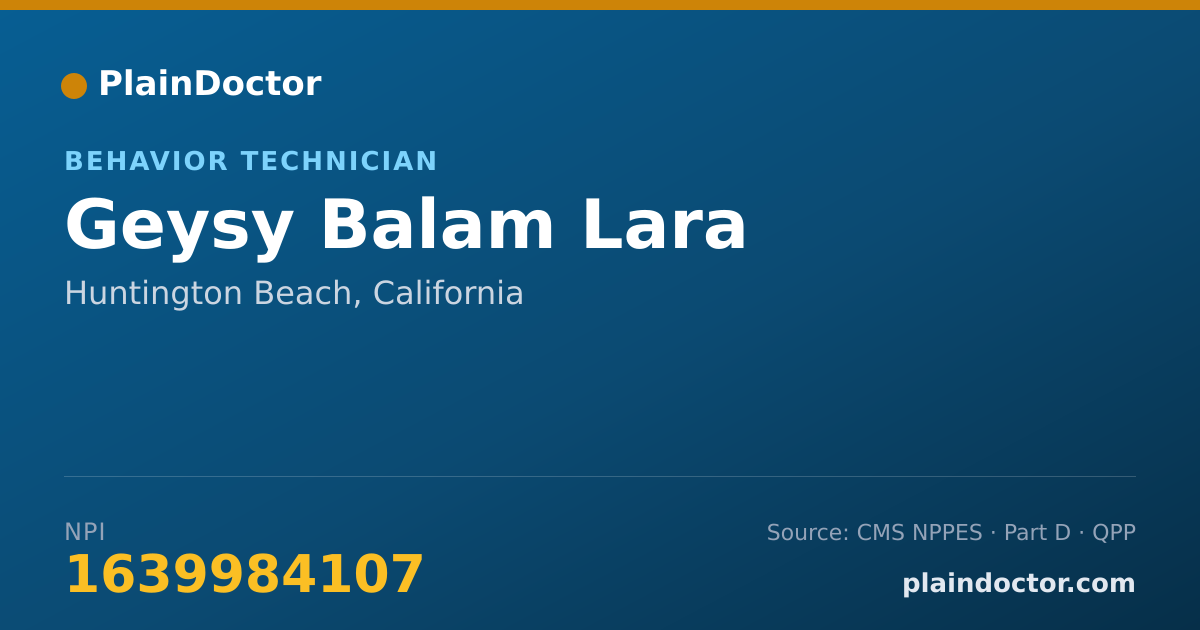 Shareable card for Geysy Balam Lara - Behavior Technician, Huntington Beach, CA