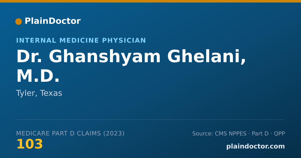 Shareable card for Ghanshyam Ghelani, M.D. - Internal Medicine Physician, Tyler, TX