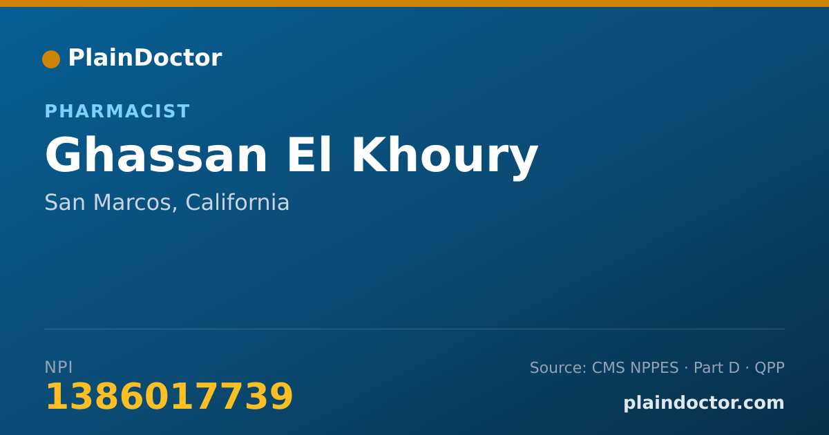 Shareable card for Ghassan El Khoury - Pharmacist, San Marcos, CA