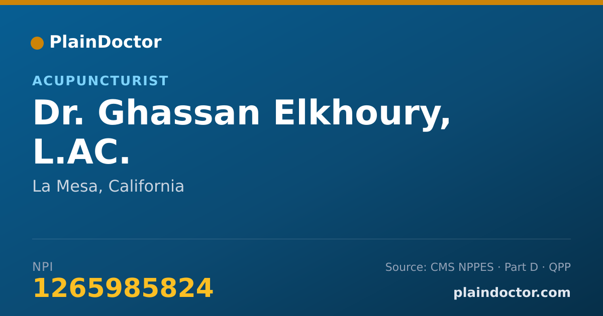 Shareable card for Ghassan Elkhoury, L.AC. - Acupuncturist, La Mesa, CA