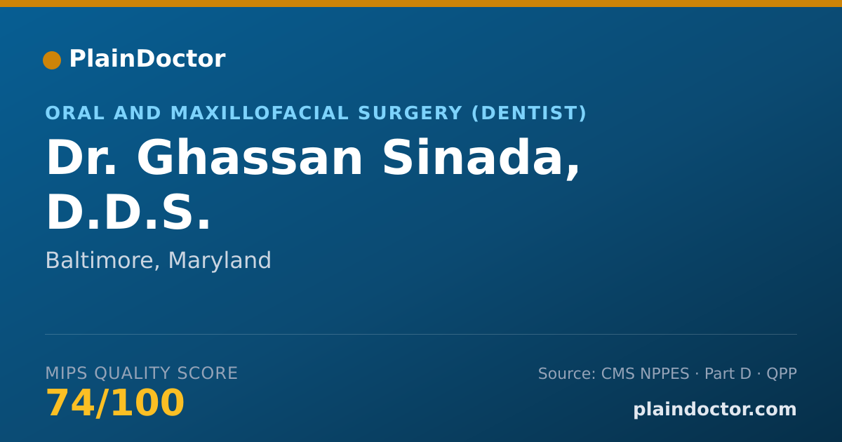 Shareable card for Ghassan Sinada, D.D.S. - Oral and Maxillofacial Surgery (Dentist), Baltimore, MD